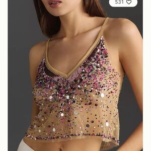 Anthropologie new sequin camisole slip blouse NWT